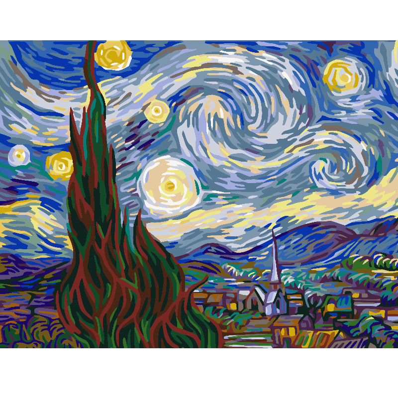 Kit Paint by numbers 50x65 Noche estrellada - Van Gogh | WG3630 Main Image